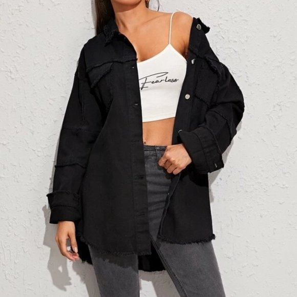 BLACK DENIM JACKET ROCK & ROLL - Picture 5 of 16